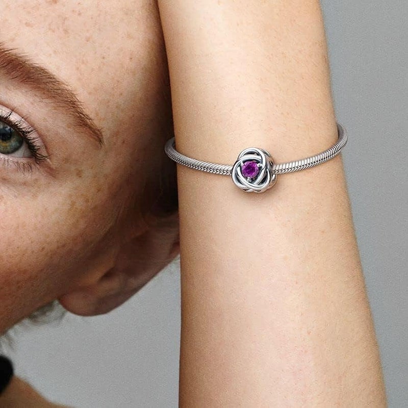 عربست Pandora February Purple Eternity Circle Charm Bracelet Charm Moments Bracelets - Stunning Women's Jewelry - Gift for Women - Made with Sterling Silver & Man-Made Crystal - Image 2